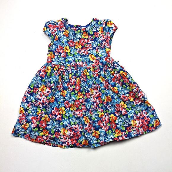 Ralph Lauren Dress Girls Size 24m Blue Floral Pansy - Picture 1 of 4